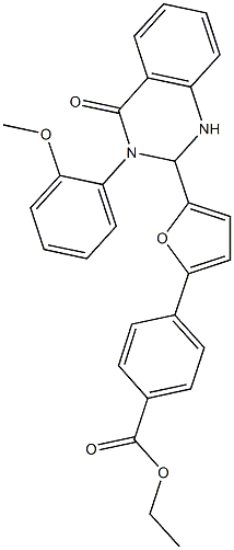 ethyl 4-{5-[3-(2-methoxyphenyl)-4-oxo-1,2,3,4-tetrahydro-2-quinazolinyl]-2-furyl}benzoate Struktur