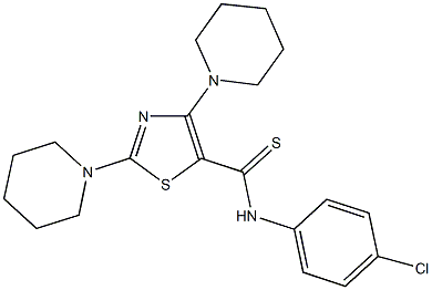 N-(4-chlorophenyl)-2,4-di(1-piperidinyl)-1,3-thiazole-5-carbothioamide Struktur