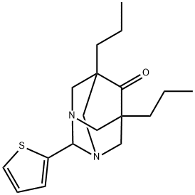 5,7-dipropyl-2-thien-2-yl-1,3-diazatricyclo[3.3.1.1~3,7~]decan-6-one Struktur