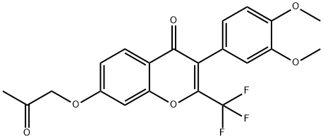 3-(3,4-dimethoxyphenyl)-7-(2-oxopropoxy)-2-(trifluoromethyl)-4H-chromen-4-one Struktur