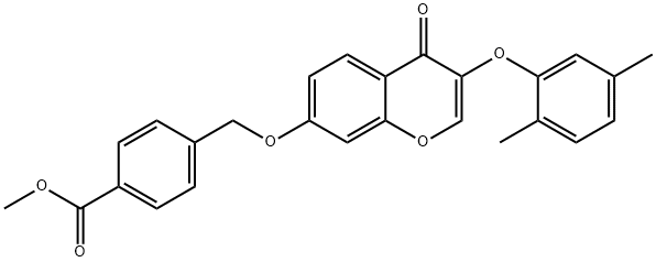 methyl 4-({[3-(2,5-dimethylphenoxy)-4-oxo-4H-chromen-7-yl]oxy}methyl)benzoate Struktur