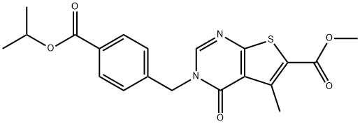 methyl 3-[4-(isopropoxycarbonyl)benzyl]-5-methyl-4-oxo-3,4-dihydrothieno[2,3-d]pyrimidine-6-carboxylate Struktur