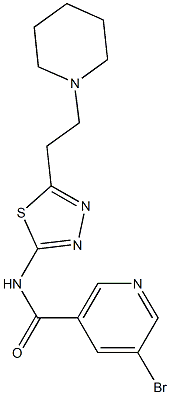 5-bromo-N-{5-[2-(1-piperidinyl)ethyl]-1,3,4-thiadiazol-2-yl}nicotinamide Struktur