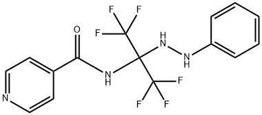 N-[2,2,2-trifluoro-1-(2-phenylhydrazino)-1-(trifluoromethyl)ethyl]isonicotinamide Struktur