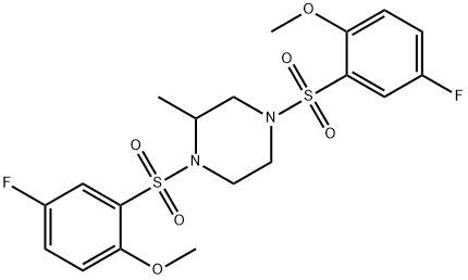 1,4-bis[(5-fluoro-2-methoxyphenyl)sulfonyl]-2-methylpiperazine Struktur