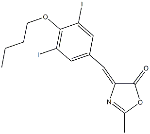 4-(4-butoxy-3,5-diiodobenzylidene)-2-methyl-1,3-oxazol-5(4H)-one Struktur