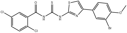 N-[4-(3-bromo-4-methoxyphenyl)-1,3-thiazol-2-yl]-N'-(2,5-dichlorobenzoyl)thiourea Struktur