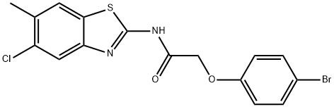 2-(4-bromophenoxy)-N-(5-chloro-6-methyl-1,3-benzothiazol-2-yl)acetamide Struktur