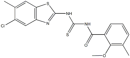 N-(5-chloro-6-methyl-1,3-benzothiazol-2-yl)-N'-(2-methoxy-3-methylbenzoyl)thiourea Struktur