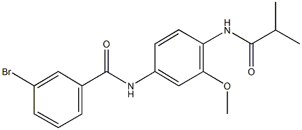 3-bromo-N-[4-(isobutyrylamino)-3-methoxyphenyl]benzamide Struktur