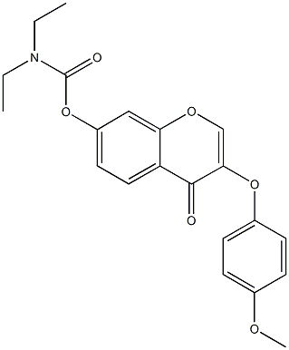 3-(4-methoxyphenoxy)-4-oxo-4H-chromen-7-yldiethylcarbamate Struktur