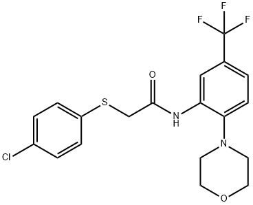 2-[(4-chlorophenyl)sulfanyl]-N-[2-(4-morpholinyl)-5-(trifluoromethyl)phenyl]acetamide Struktur