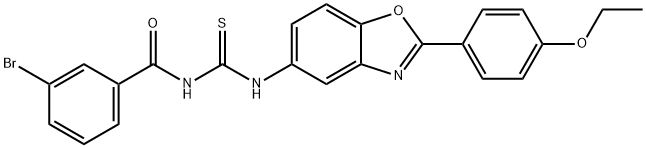 N-(3-bromobenzoyl)-N'-[2-(4-ethoxyphenyl)-1,3-benzoxazol-5-yl]thiourea Struktur