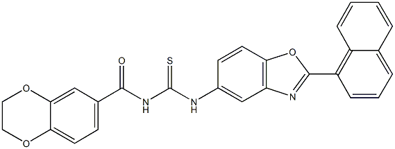 N-(2,3-dihydro-1,4-benzodioxin-6-ylcarbonyl)-N'-[2-(1-naphthyl)-1,3-benzoxazol-5-yl]thiourea Struktur