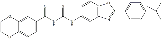 N-[2-(4-tert-butylphenyl)-1,3-benzoxazol-5-yl]-N'-(2,3-dihydro-1,4-benzodioxin-6-ylcarbonyl)thiourea Struktur