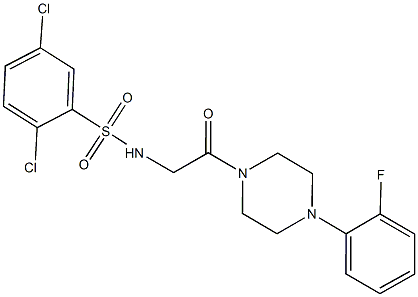 2,5-dichloro-N-{2-[4-(2-fluorophenyl)-1-piperazinyl]-2-oxoethyl}benzenesulfonamide Struktur