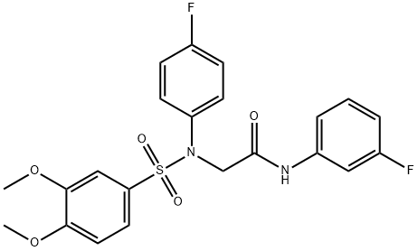 2-{[(3,4-dimethoxyphenyl)sulfonyl]-4-fluoroanilino}-N-(3-fluorophenyl)acetamide Struktur