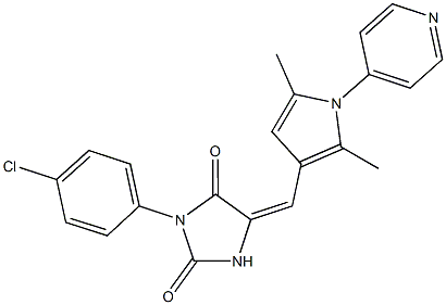 3-(4-chlorophenyl)-5-{[2,5-dimethyl-1-(4-pyridinyl)-1H-pyrrol-3-yl]methylene}-2,4-imidazolidinedione Struktur