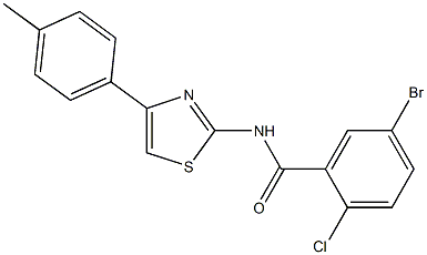 5-bromo-2-chloro-N-[4-(4-methylphenyl)-1,3-thiazol-2-yl]benzamide Struktur