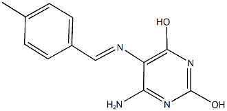 6-amino-5-[(4-methylbenzylidene)amino]-2,4-pyrimidinediol Struktur