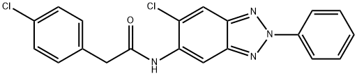 2-(4-chlorophenyl)-N-(6-chloro-2-phenyl-2H-1,2,3-benzotriazol-5-yl)acetamide Struktur