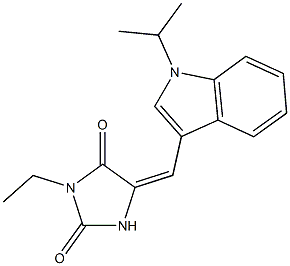 3-ethyl-5-[(1-isopropyl-1H-indol-3-yl)methylene]-2,4-imidazolidinedione Struktur