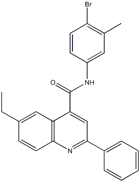 N-(4-bromo-3-methylphenyl)-6-ethyl-2-phenyl-4-quinolinecarboxamide Struktur