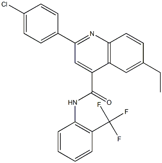 2-(4-chlorophenyl)-6-ethyl-N-[2-(trifluoromethyl)phenyl]-4-quinolinecarboxamide Struktur