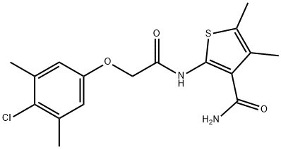 2-{[(4-chloro-3,5-dimethylphenoxy)acetyl]amino}-4,5-dimethyl-3-thiophenecarboxamide Struktur