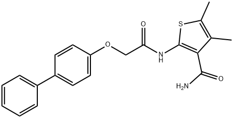 2-{[([1,1'-biphenyl]-4-yloxy)acetyl]amino}-4,5-dimethyl-3-thiophenecarboxamide Struktur