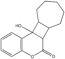 11b-hydroxy-6b,7,8,9,10,11,11a,11b-octahydrocyclohepta[3,4]cyclobuta[1,2-c]chromen-6(6aH)-one Struktur