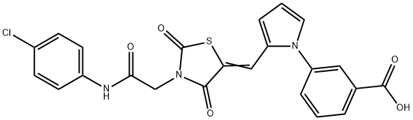 3-[2-({3-[2-(4-chloroanilino)-2-oxoethyl]-2,4-dioxo-1,3-thiazolidin-5-ylidene}methyl)-1H-pyrrol-1-yl]benzoic acid Struktur