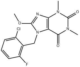 7-(2-chloro-6-fluorobenzyl)-8-methoxy-1,3-dimethyl-3,7-dihydro-1H-purine-2,6-dione Struktur