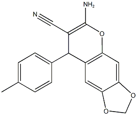 6-amino-8-(4-methylphenyl)-8H-[1,3]dioxolo[4,5-g]chromene-7-carbonitrile Struktur