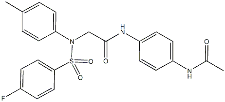 N-[4-(acetylamino)phenyl]-2-{[(4-fluorophenyl)sulfonyl]-4-methylanilino}acetamide Struktur