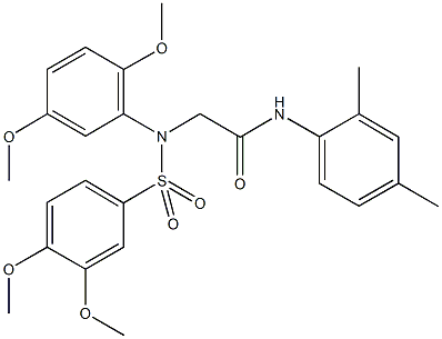 2-{[(3,4-dimethoxyphenyl)sulfonyl]-2,5-dimethoxyanilino}-N-(2,4-dimethylphenyl)acetamide Struktur