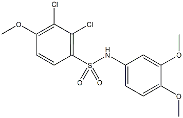 2,3-dichloro-N-(3,4-dimethoxyphenyl)-4-methoxybenzenesulfonamide Struktur