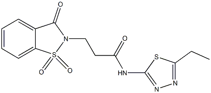 3-(1,1-dioxido-3-oxo-1,2-benzisothiazol-2(3H)-yl)-N-(5-ethyl-1,3,4-thiadiazol-2-yl)propanamide Struktur