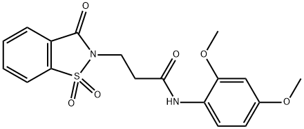 N-(2,4-dimethoxyphenyl)-3-(1,1-dioxido-3-oxo-1,2-benzisothiazol-2(3H)-yl)propanamide Struktur