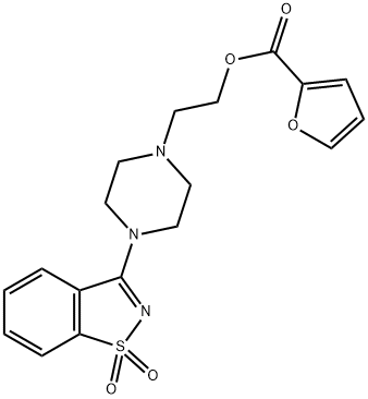 2-[4-(1,1-dioxido-1,2-benzisothiazol-3-yl)-1-piperazinyl]ethyl 2-furoate Struktur