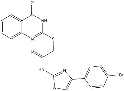 N-[4-(4-bromophenyl)-1,3-thiazol-2-yl]-2-[(4-oxo-3,4-dihydro-2-quinazolinyl)thio]acetamide Struktur