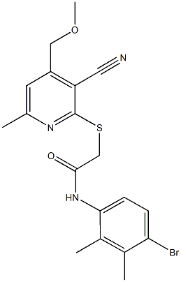 N-(4-bromo-2,3-dimethylphenyl)-2-{[3-cyano-4-(methoxymethyl)-6-methyl-2-pyridinyl]sulfanyl}acetamide Struktur