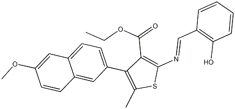 ethyl 2-[(2-hydroxybenzylidene)amino]-4-(6-methoxy-2-naphthyl)-5-methyl-3-thiophenecarboxylate Struktur