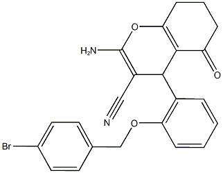 2-amino-4-{2-[(4-bromobenzyl)oxy]phenyl}-5-oxo-5,6,7,8-tetrahydro-4H-chromene-3-carbonitrile Struktur