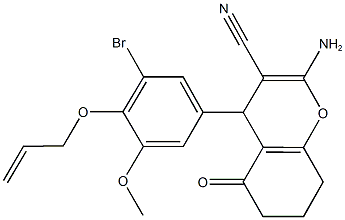 4-[4-(allyloxy)-3-bromo-5-methoxyphenyl]-2-amino-5-oxo-5,6,7,8-tetrahydro-4H-chromene-3-carbonitrile Struktur