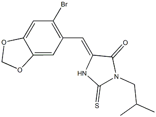 5-[(6-bromo-1,3-benzodioxol-5-yl)methylene]-3-isobutyl-2-thioxo-4-imidazolidinone Struktur