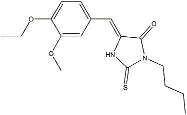 3-butyl-5-(4-ethoxy-3-methoxybenzylidene)-2-thioxo-4-imidazolidinone Struktur