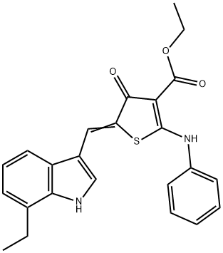 ethyl 2-anilino-5-[(7-ethyl-1H-indol-3-yl)methylene]-4-oxo-4,5-dihydro-3-thiophenecarboxylate Struktur