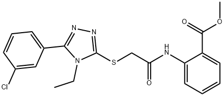 methyl 2-[({[5-(3-chlorophenyl)-4-ethyl-4H-1,2,4-triazol-3-yl]sulfanyl}acetyl)amino]benzoate Struktur