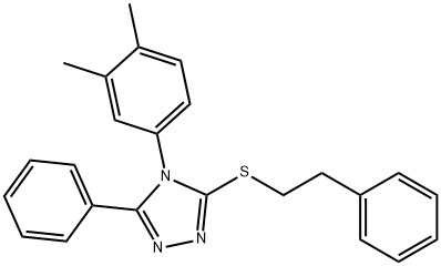 4-(3,4-dimethylphenyl)-5-phenyl-4H-1,2,4-triazol-3-yl 2-phenylethyl sulfide Struktur